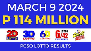 Lotto Result March 9 2024 9pm PCSO [upl. by Anaer]