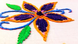 Fantastic woven Stitch Flower Embroidery Step By Step Traditional Flower Design [upl. by Goldstein]