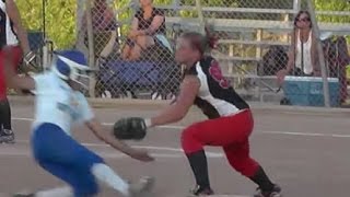 Ump Bad Call Catcher Throws Out Stealing 2nd vs Minors Gold Travel Softball Tourney Emily Burrow [upl. by Terencio]