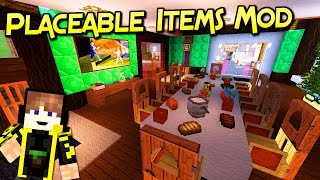 Placeable Items Mod  Decora Tu Casa Con Estilo  Minecraft 1122 – 1710  Review En Español [upl. by Novyat675]