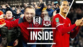 Away End Scenes As Reds Book Carabao Cup Final  Fulham 11 Liverpool  Inside [upl. by Iloj730]