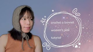 crochet bonnet adults size small crochet tutorial step by step cottagecore [upl. by Repard]