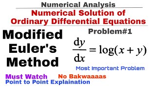 7 Modified Eulers Method  Problem1  Numerical Solution of Ordinary Differential Equations [upl. by Drucy]