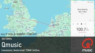 Tropo FM DX 310724 10070MHz Qmusic in Nederland from the UK [upl. by Ken126]