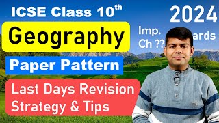 Geography Class 10th Paper Pattern amp Strategy for 2024 Exam  Important Chapters [upl. by Inod]