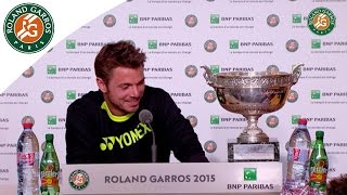 Stanislas Wawrinkas Press Conference after 2015 Final Victory  RolandGarros [upl. by Atnamas]