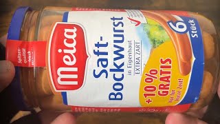 Meica Juice Bockwurst is a juicy tender German Specialty  JunkFoodHacker [upl. by Forlini]