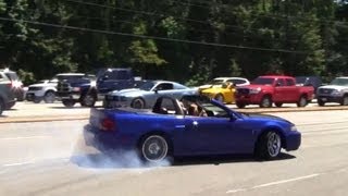 Mustang Week 2013  Pullouts Leaving Mall PART 2 Burnouts Power Slides Drifting and More [upl. by Idarb]