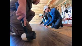 Arched Cabin Build  Installing Vinyl Flooring 17 [upl. by Nelrah]