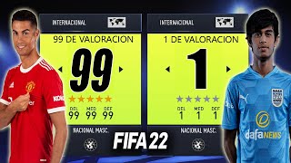 99 DE VALORACION vs 1 DE VALORACION MEJOR vs PEOR Simulacion  FIFA 22 [upl. by Eidnyl]