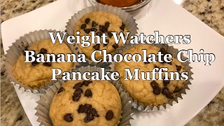 Weight Watchers Smart Points Banana Chocolate Chip Pancake Muffins Recipe [upl. by Concettina]