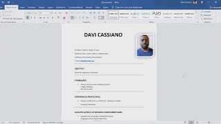 Como fazer um currículo com Foto simples Passo a Passo no Word [upl. by Simone]