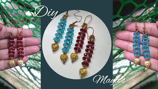 How to make Earrings with bicones and seed beads jwellery making tutorial beginners diy earrings [upl. by Asirram231]