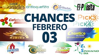 Resultados del Chance del Sábado 3 de Febrero de 2024 Loterias 😱🤑💰💵 [upl. by Uuge]