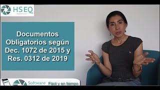 Documentos Obligatorios Decreto 1072 de 2015 y Resolución 0312 de 2019 [upl. by Landre412]