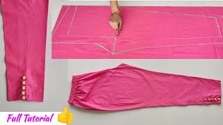 Very Easy Pant Trouser Cutting and stitching Womens Pant cutting and stitching  Palazzo Pant [upl. by Nosneh466]