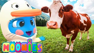 La Granja de mi tío  Canciones infantiles en Español  Aprende los Animales Los Moonies [upl. by Venator]