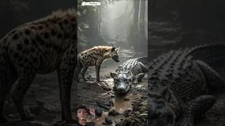 Krokodille vs hyene sammensmeltet shorts hyena crocodile animals [upl. by Sergei]