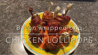 Bacon wrapped BBQ Chicken Lollipops On the Pit Boss [upl. by Oluap]