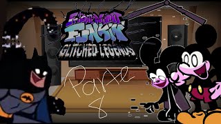 Los GachaTubers And Characters React to Fnf Glitch legends Weeks Batman  Oswald Y Mickey Mouse [upl. by Aneerehs]