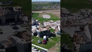 Drone footage of destroyed homes from tornado damage in Elkhorn Nebraska [upl. by Retswerb]