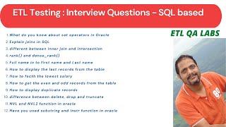 ETL Testing  SQL queries based Interview questions and answers  1 [upl. by Itteb]