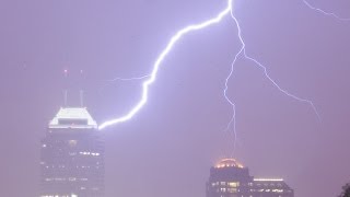 Lightning hits Chase Tower in Indianapolis  August 9 2012 [upl. by Stutzman295]