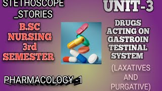 Pharmacology of Laxatives and Purgative Bsc nursing 3rd Semester UNIT3 [upl. by Ier]