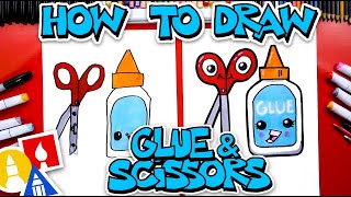 How To Draw A Bottle Of Glue And Scissors [upl. by Yllrebmik]