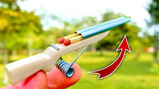 How to Make Matchstick Realistic Gun Home Made  DIY Double Shot Gun  How to make Realistic Match [upl. by Araldo]