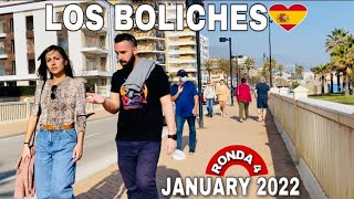 LOS BOLICHES FUENGIROLA MALAGA SPAIN PASEO MARITIMO BEACH WALK IN JANUARY 2022 4K Ms Fuengirola [upl. by Oicapot]