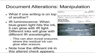 Forensics 19 Questioned Documents 6 Using IR to Identify Erasures and Alterations Other Document Al [upl. by Ahsinnod]