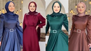 Saten Tesettür Abiye Elbise Modelleri Yeni sezon 2023  Hijab Dresses For Party [upl. by Lorrie501]