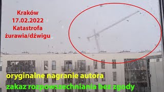 Poland Kraków żuraw dźwig wypadek katastrofa 17022022 crane accident disaster [upl. by Amabil608]