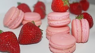 Strawberry Macaron Recipe  Strawberry Macarons  Italian Meringue Method [upl. by Joeann]