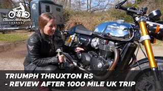 Triumph Thruxton RS  pros amp cons review after long distance tour [upl. by Eiramlatsyrc393]