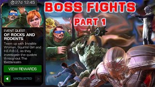 MCOC Of Rocks And Rodents Boss Fights VS King Groot Ebony Maw Ultron And Quake [upl. by Kcirdez]