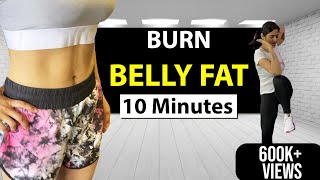 10 Minutes Belly Fat Workout  Standing Abs  No Equipment  By GunjanShouts [upl. by Nonnek]