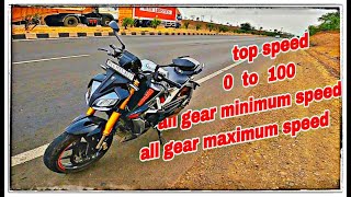 TVS Apache RTR 310  Top speed  0 to 100  1st to 6th All Gears Top speed [upl. by Eecyaj]