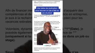 Exemple de lettre de motivation pour un job étudiant ou un job d’été ✅💪🏿 [upl. by Anhoj285]