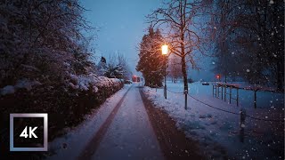 Heavy Snowfall Walk in Hallstatt Austria Windy Binaural Winter Sounds ❄️ ASMR [upl. by Tad]