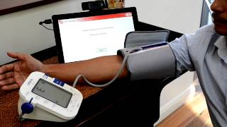 Telehealth tutorial How to use your Omron blood pressure monitor [upl. by Marquardt423]