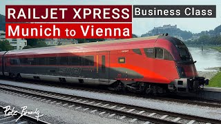 TRIP REPORT  ÖBB Railjet Xpress  Munich to Vienna  Business Class [upl. by Ahsiemal]