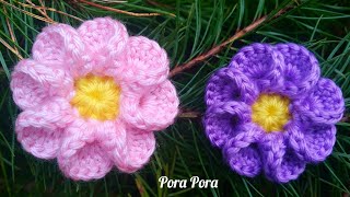 How To Crochet A Flower I Crochet 8 Petals Flower I Crochet 3D Flower [upl. by Allimaj]