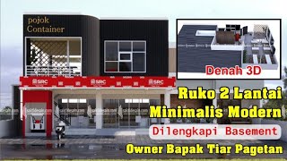 Desain Minimarket Ruko 2 Lantai modern minimalis  ada Basement  ukuran 14mx18m SRC Tiar Pagentan [upl. by Harshman84]