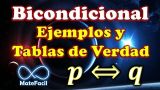 28 DOBLE IMPLICACIÓN Bicondicional y su Tabla de Verdad con Ejemplos [upl. by Darnok]