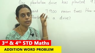 3rd amp 4th STD Maths  Addition Word Problem  CBSE Syllabus Mathematics [upl. by Levitan]