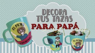 como DECORAR TAZAS con PORCELANA FRIAregalos para el Día del padreideas para regalar [upl. by Nael]