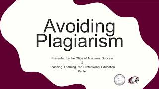 Avoiding Plagiarism [upl. by Zetnom]