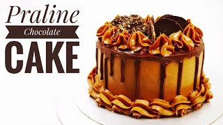 Praline Chocolate Cake  Hazelnut Chocolate Cake  Praline Cake  Bake and Toss [upl. by Bonn]